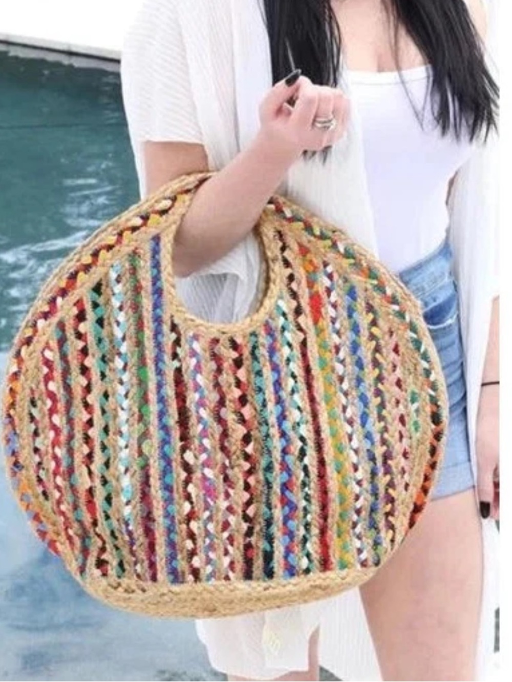 NWOT Antik KrAft woven Jute CoTton Tote Bag great for the market or beach!